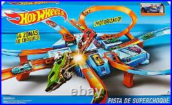 Hot Wheels Criss Cross Motorized Track Set 4 Speed 4 Loops and 1 DieCast Vehicle