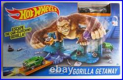 Hot Wheels DLG52 Gorilla Getaway Track Set & Silver / Clear Car RARE 2015 NEW