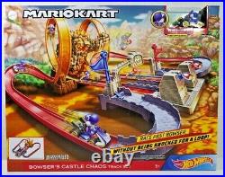 Hot Wheels Mario Kart Bowsers Castle Chaos Track Set Blue Yoshi Figure Included