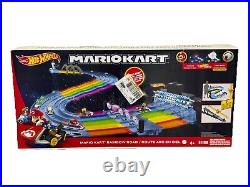 Hot Wheels Mario Kart Rainbow Road Race Track Set Lights & Sounds Brand New