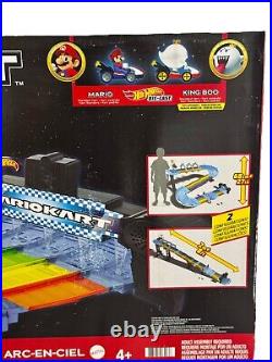 Hot Wheels Mario Kart Rainbow Road Race Track Set Lights & Sounds Brand New