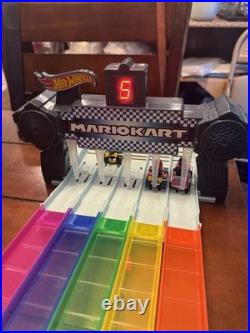 Hot Wheels Mario Kart Rainbow Road Raceway Track Set + 5 Cars, Tested Works