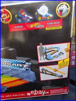 Hot Wheels Mario Kart Rainbow Road Track Set With Lights & Sounds 4+ Includes 2