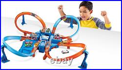 Hot Wheels Raceway Set with Motorized Boosters, Crash Zone, & Parking Spaces