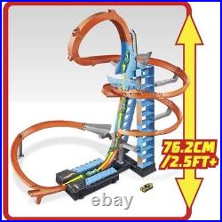 Hot Wheels Sky Crash Tower Motorized Track Set with Car, Stores 20+ 164 Scale