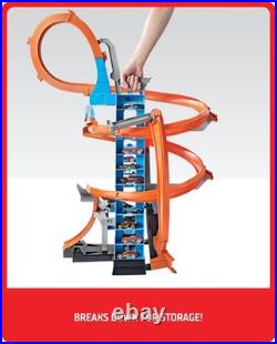 Hot Wheels Sky Crash Tower Track Set & 164 Scale Toy Car