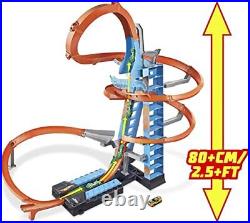 Hot Wheels Sky Crash Tower Track Set 2.5+ ft High with Motorized Booster Oran