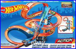 Hot Wheels Sky Crash Tower Track Set, 2.5+ ft High with Standard, Multicolor