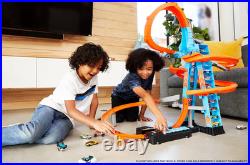 Hot Wheels Sky Crash Tower Track Set Motorized Booster 83cm 20 Car Kids Gift