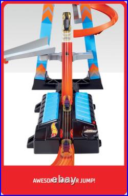 Hot Wheels Sky Crash Tower Track Set Motorized Booster 83cm 20 Car Kids Gift