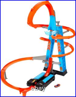 Hot Wheels Sky Crash Tower Track Set Motorized Booster 83cm 20 Car Kids Gift