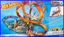Hot Wheels Spin Storm Track Set 3 Intersections, Motorized Booster, 164 Car