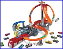 Hot Wheels Spin Storm Track Set 3 Intersections, Motorized Booster, 164 Car