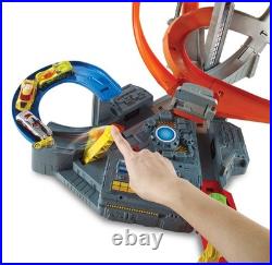 Hot Wheels Spin Storm Track Set 3 Intersections, Motorized Booster, 164 Car