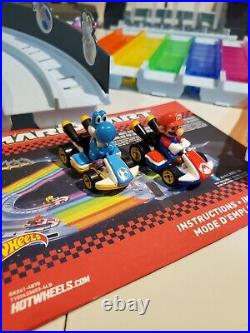 Hot Wheels Super Mario Kart Rainbow Road Raceway Track Set Complete with 2 Cars
