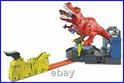 Hot Wheels T-Rex Rampage Track Set, Works City Sets, Toys for Boys Ages 5 to 10