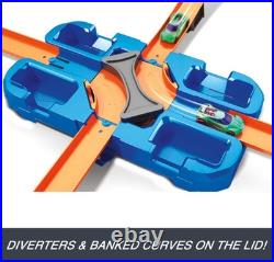 Hot Wheels Toy Car Track Builder Playset, Deluxe Stunt Box with 25 Component