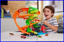 Hot Wheels Toy Car Track Set City T-Rex Blaze Battle Playset 164 Scale Die-Cast