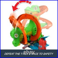Hot Wheels Toy Car Track Set City T-Rex Blaze Battle Playset 164 Scale Die-Cast