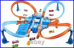 Hot Wheels Toy Car Track Set, Criss Cross Crash with 164 Scale Vehicle, Powe