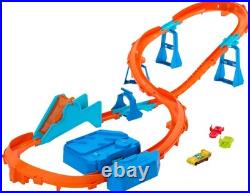 Hot Wheels Toy Car Track Set, Deluxe Building Box with Motorized Booster, 1