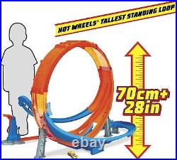 Hot Wheels Toy Car Track Set Massive Loop Mayhem, 28-in Tall Loop, Powered by Mo