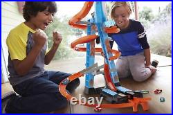Hot Wheels Toy Car Track Set Sky Crash Tower, More than 2.5-ft Tall with Moto