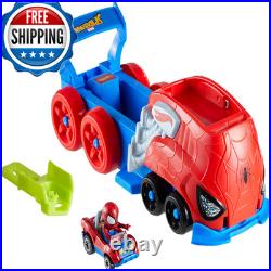 Hot Wheels Toy Car Track Set Spider-Man Large-Scale Launcher And Hauler