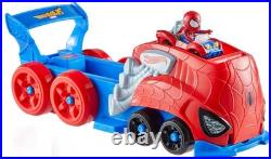 Hot Wheels Toy Car Track Set Spider-Man Large-Scale Launcher And Hauler