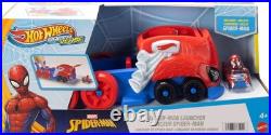 Hot Wheels Toy Car Track Set Spider-Man Large-Scale Launcher And Hauler