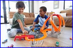 Hot Wheels Toy Car Track Set Spin Storm 3 Intersections for Crashing & Motori