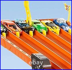 Hot Wheels Toy Car Track Set Super 6-Lane Raceway, 6 164 Scale Cars
