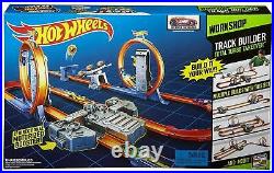 Hot Wheels Track Set Builder Loops With Booster Cars Racetrack Toys Kids Play Game