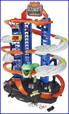 Hot Wheels Track Set Ultimate Garage Toy Vehicle Play set With Moving T-Rex New