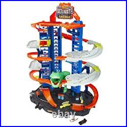 Hot Wheels Track Set Ultimate Garage Toy Vehicle Playset With Moving Dinosaur