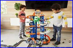 Hot Wheels Track Set Ultimate Garage Toy Vehicle Playset With Moving Dinosaur