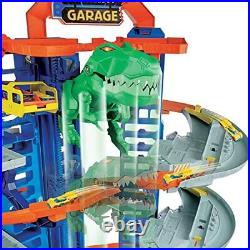 Hot Wheels Track Set Ultimate Garage Toy Vehicle Playset With Moving Dinosaur