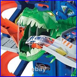 Hot Wheels Track Set Ultimate Garage Toy Vehicle Playset With Moving Dinosaur