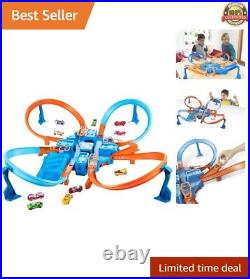 Hot Wheels Track Set with 164 Scale Toy Car, 4 Intersections for Crashing, P Hot Wheels Track Set with 164 Scale Toy Car, 4 Intersections for Crashing, P