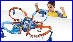 Hot Wheels Track Set with 164 Scale Toy Car, 4 Intersections for Crashing, Powe