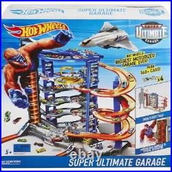 Hot Wheels Track Set with 4 164 Scale Toy Cars, Super Ultimate Garage