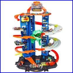 Hot Wheels Ultimate Garage Track Set with 2 Cars, T-Rex Dino 100+ Car Storage