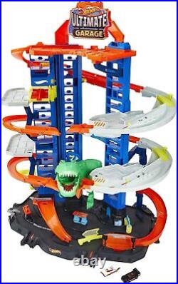 HotWheels toy car track sets the city ultimate garage Tyrannosaurus Rex dinosaur