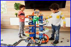 HotWheels toy car track sets the city ultimate garage Tyrannosaurus Rex dinosaur