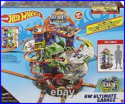 HotWheels toy car track sets the city ultimate garage Tyrannosaurus Rex dinosaur