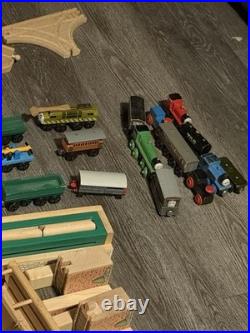 Huge Thomas & Friends Wooden Railway Trains Lot READ Cars Track Set