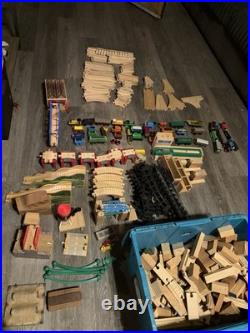 Huge Thomas & Friends Wooden Railway Trains Lot READ Cars Track Set
