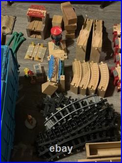 Huge Thomas & Friends Wooden Railway Trains Lot READ Cars Track Set