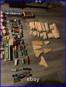 Huge Thomas & Friends Wooden Railway Trains Lot READ Cars Track Set