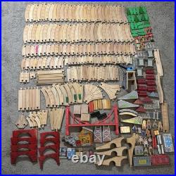 Huge Wooden Train Track Set Lot Bridges Crane Cars Figures Mixed Brands Thomas